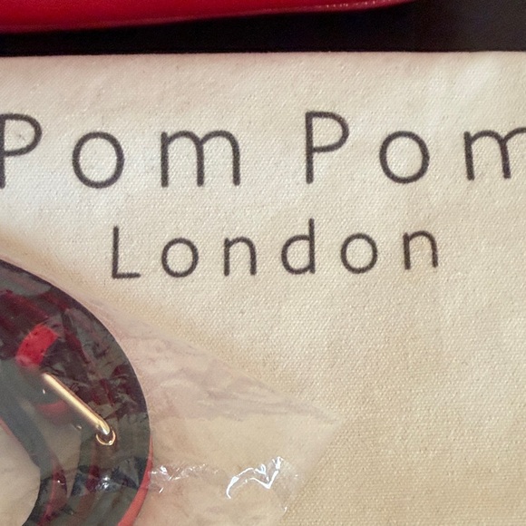 USED Original Pom Pom London Mayfair Red Leather Pebbled Crossbody Bag. - Picture 11 of 12